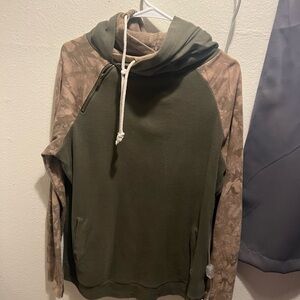 Olive and Tan womens Hoodie